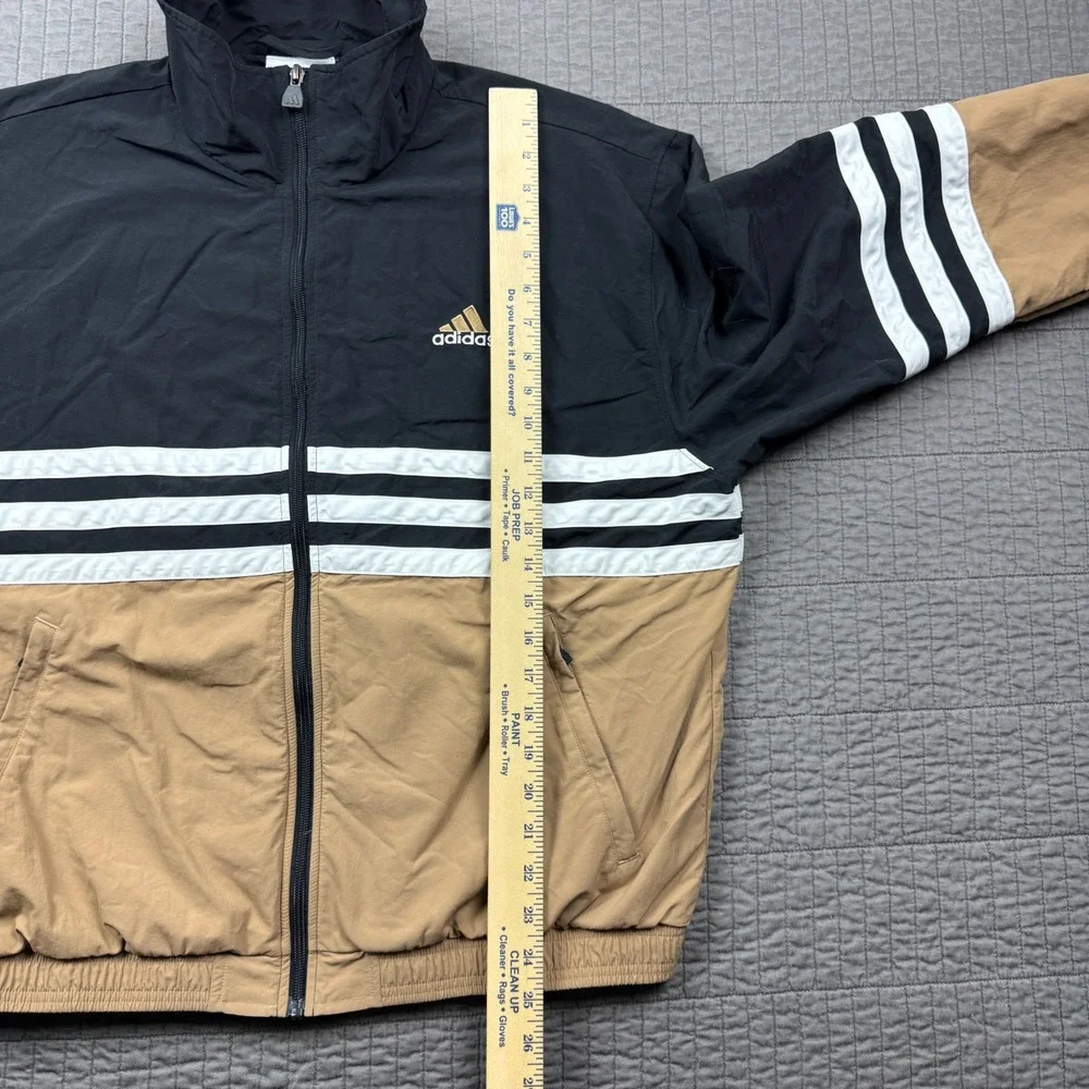 Adidas Mens Medium Colorblock Track Jacket Black Tan Windbreaker Sportswear Kit